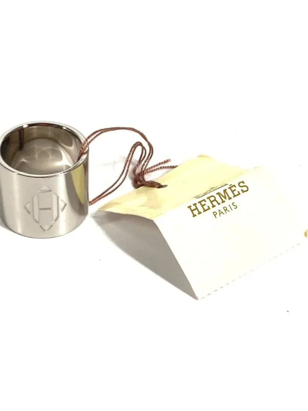 Hermes Scarf Ring Dearman Logo Metal Silver - Picture 2 of 8